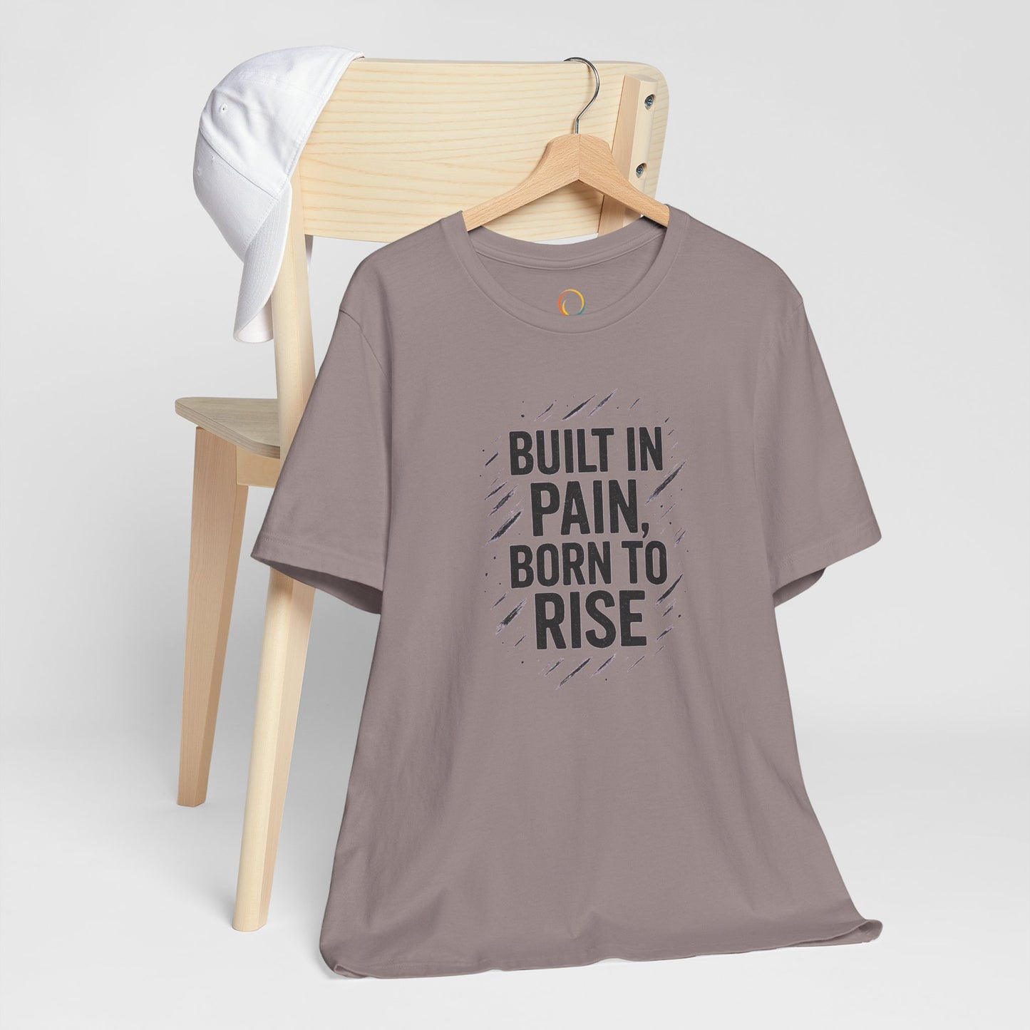 Motivational Short Sleeve Tee - Built in Pain, Born to Rise