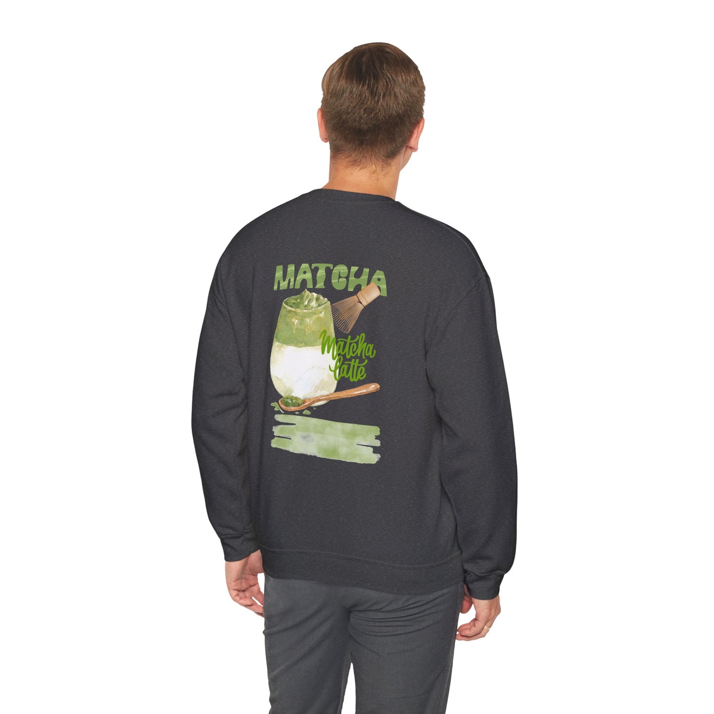 Matcha Latte Crewneck Sweatshirt, Cozy Unisex Sweater for Tea Lovers, Perfect Gift for Birthdays, Relaxing at Home, Coffee Shop Style