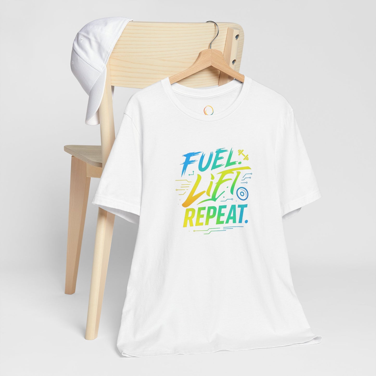 Fuel, Lift, Repeat Unisex Tee | Motivational Fitness Shirt, Activewear, Workout Tee, Gift for Athletes, Gym Lover