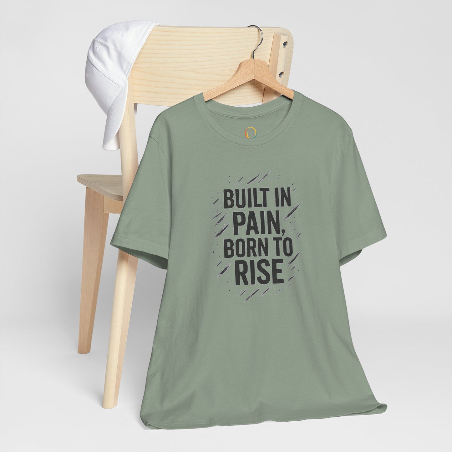 Motivational Short Sleeve Tee - Built in Pain, Born to Rise