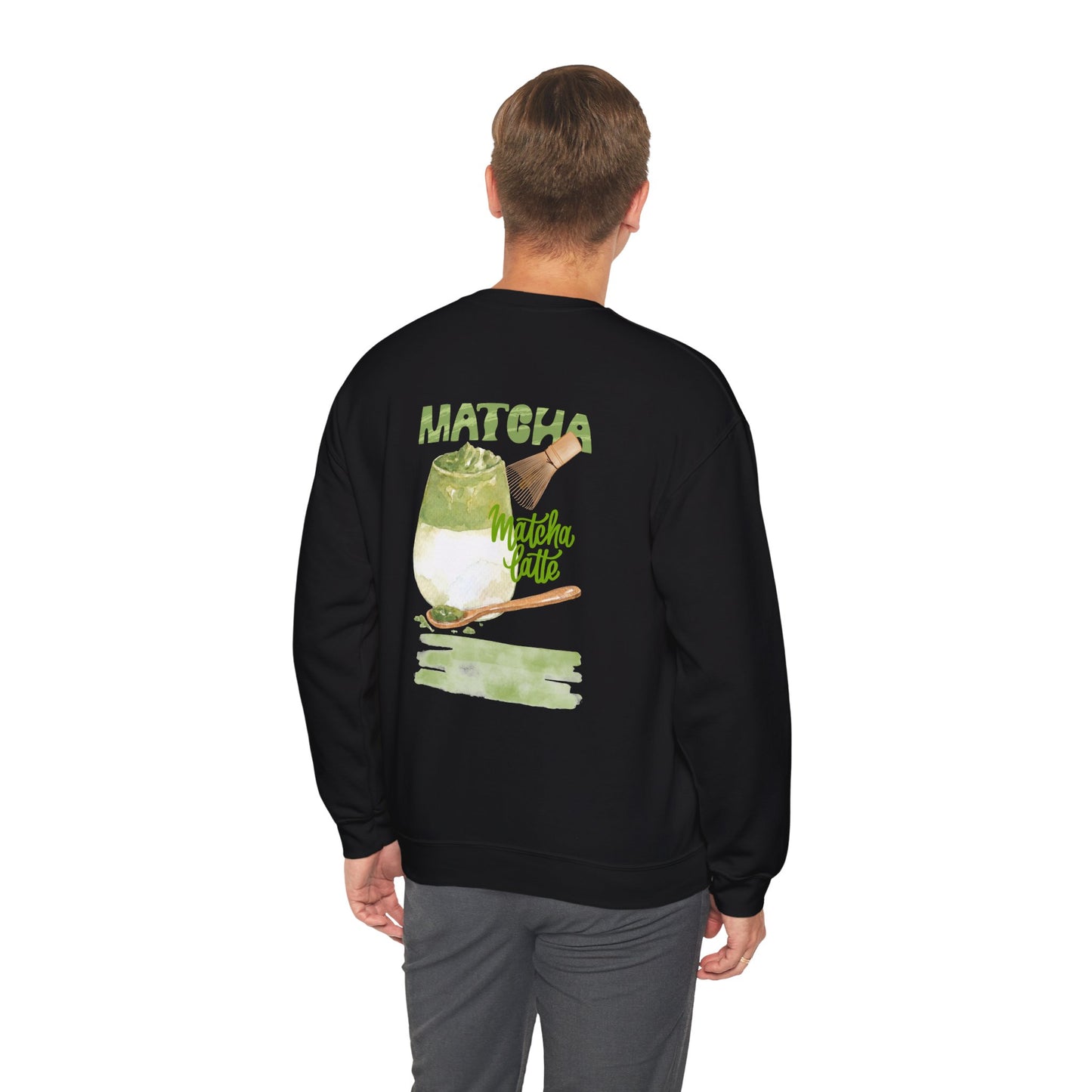 Matcha Latte Crewneck Sweatshirt, Cozy Unisex Sweater for Tea Lovers, Perfect Gift for Birthdays, Relaxing at Home, Coffee Shop Style