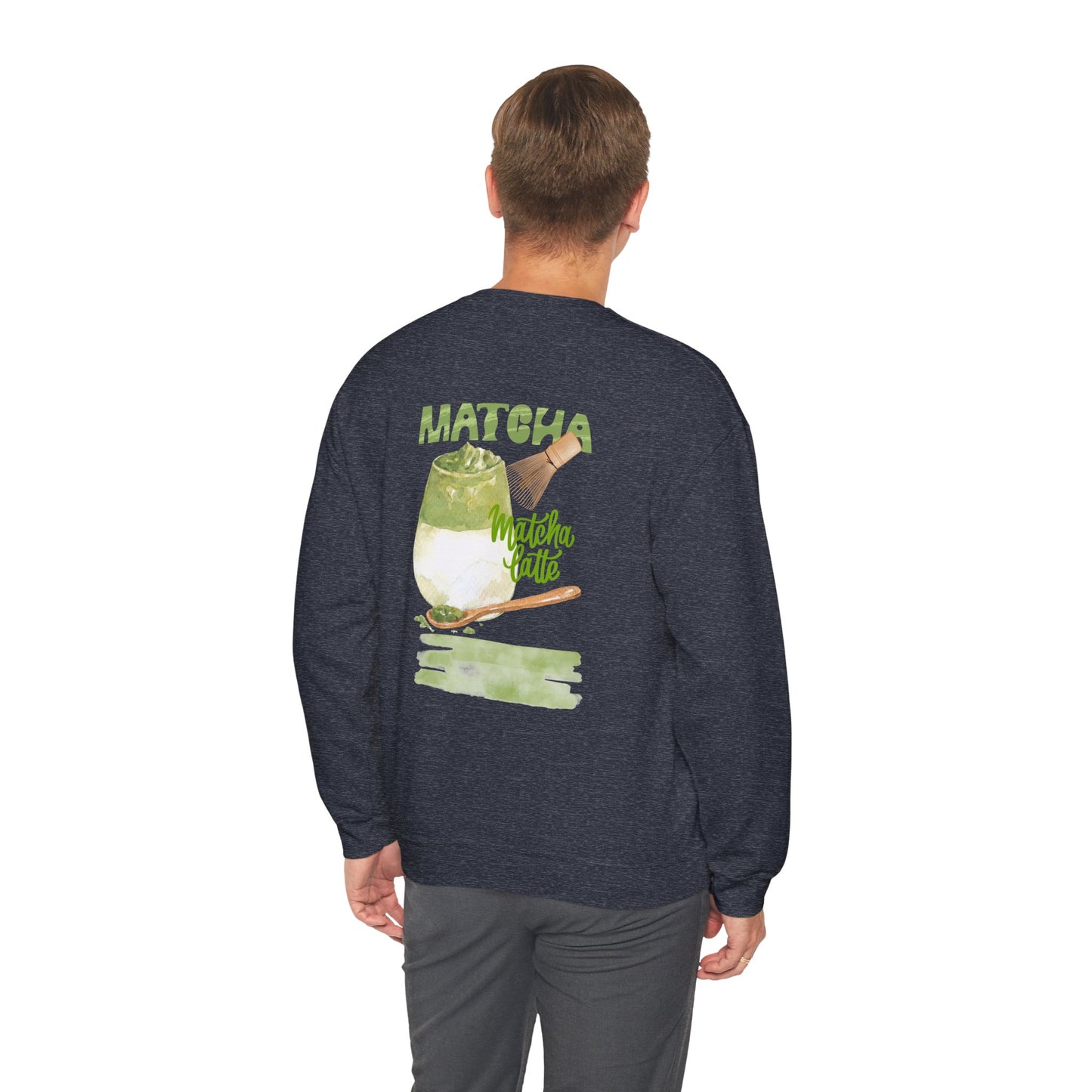 Matcha Latte Crewneck Sweatshirt, Cozy Unisex Sweater for Tea Lovers, Perfect Gift for Birthdays, Relaxing at Home, Coffee Shop Style