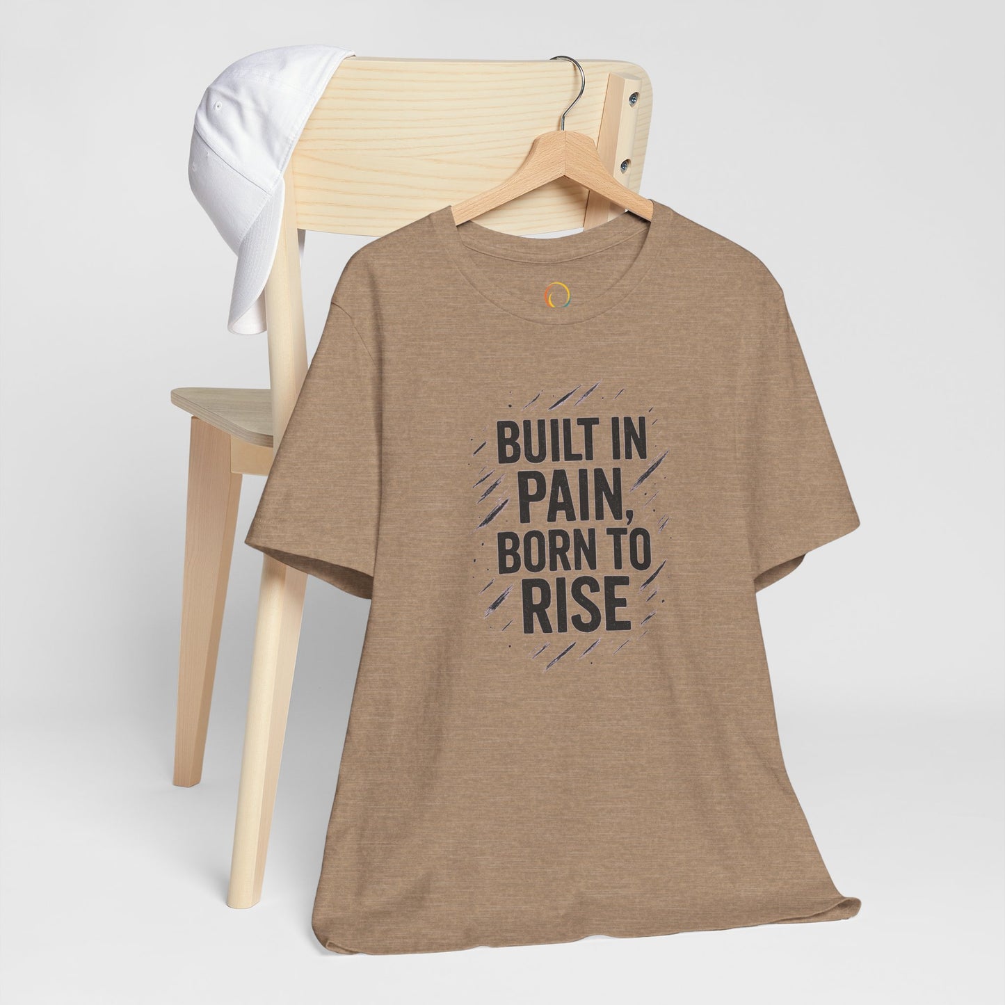 Motivational Short Sleeve Tee - Built in Pain, Born to Rise