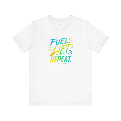 Fuel, Lift, Repeat Unisex Tee | Motivational Fitness Shirt, Activewear, Workout Tee, Gift for Athletes, Gym Lover