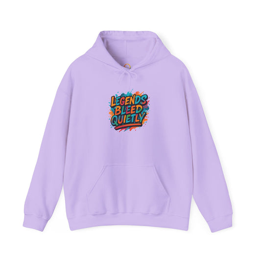 Vibrant Hooded Sweatshirt - Legends Bleed Quietly, Cozy Unisex Hoodie