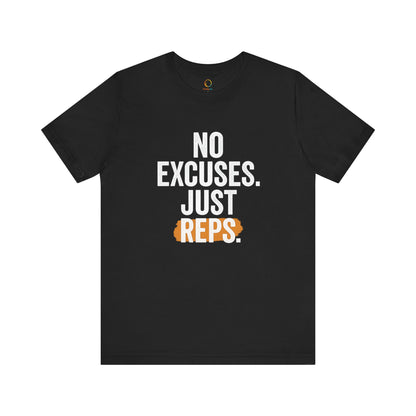 Motivational Fitness Tee - No Excuses Just Reps, Workout Shirt, Gym Apparel, Gift for Fitness Lovers, Exercise Clothing, Activewear